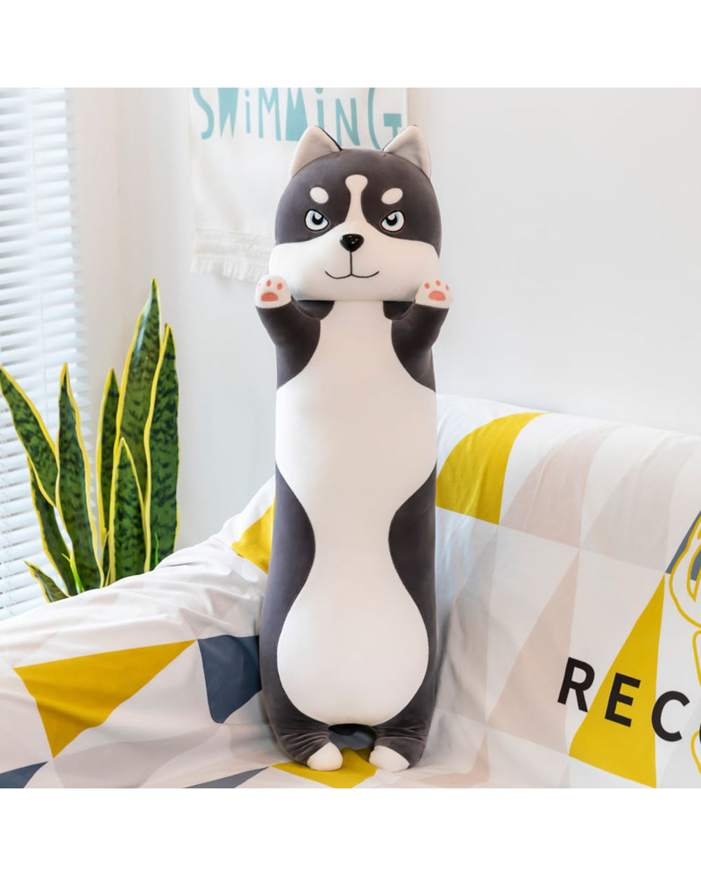 Mainecoon cat plush long pillow soft sleep toy kawaii large animals stuffed toys for girls birthday gift front-1