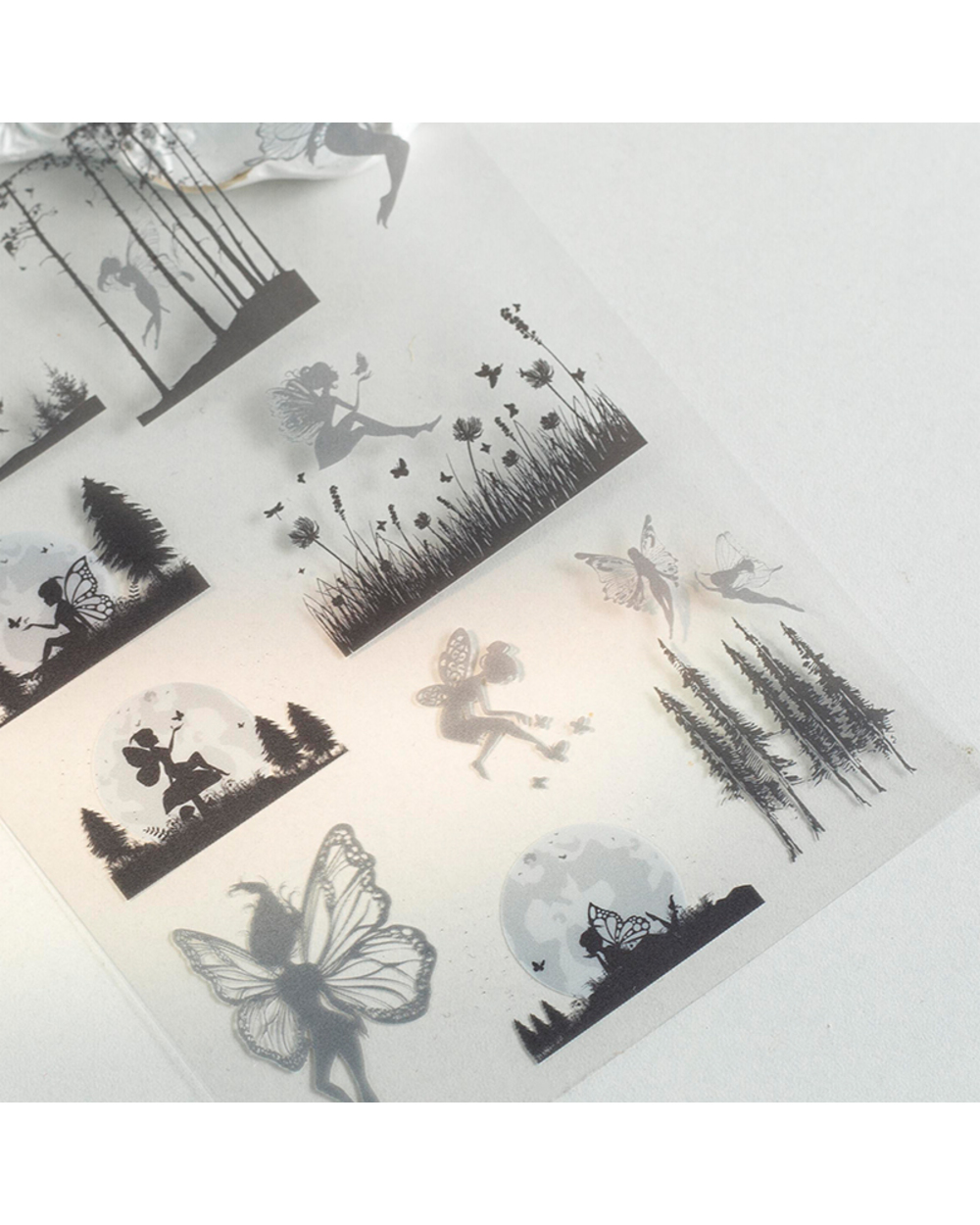 Dimi 2Sheets Silhouette Illustrated Sereis Pet Stickers Waterproof Elves Butterfly Crafts Adhesive Sticker Decor Scrapb front-1