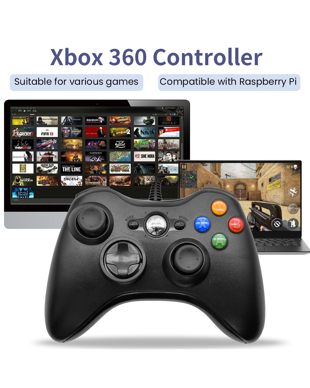 Usb Snes Controller Gaming Joystick Gamepad Controller/Xbox 360 Usb Wired Controller For Pc Win 7 / 8/10 For Raspberr front-3