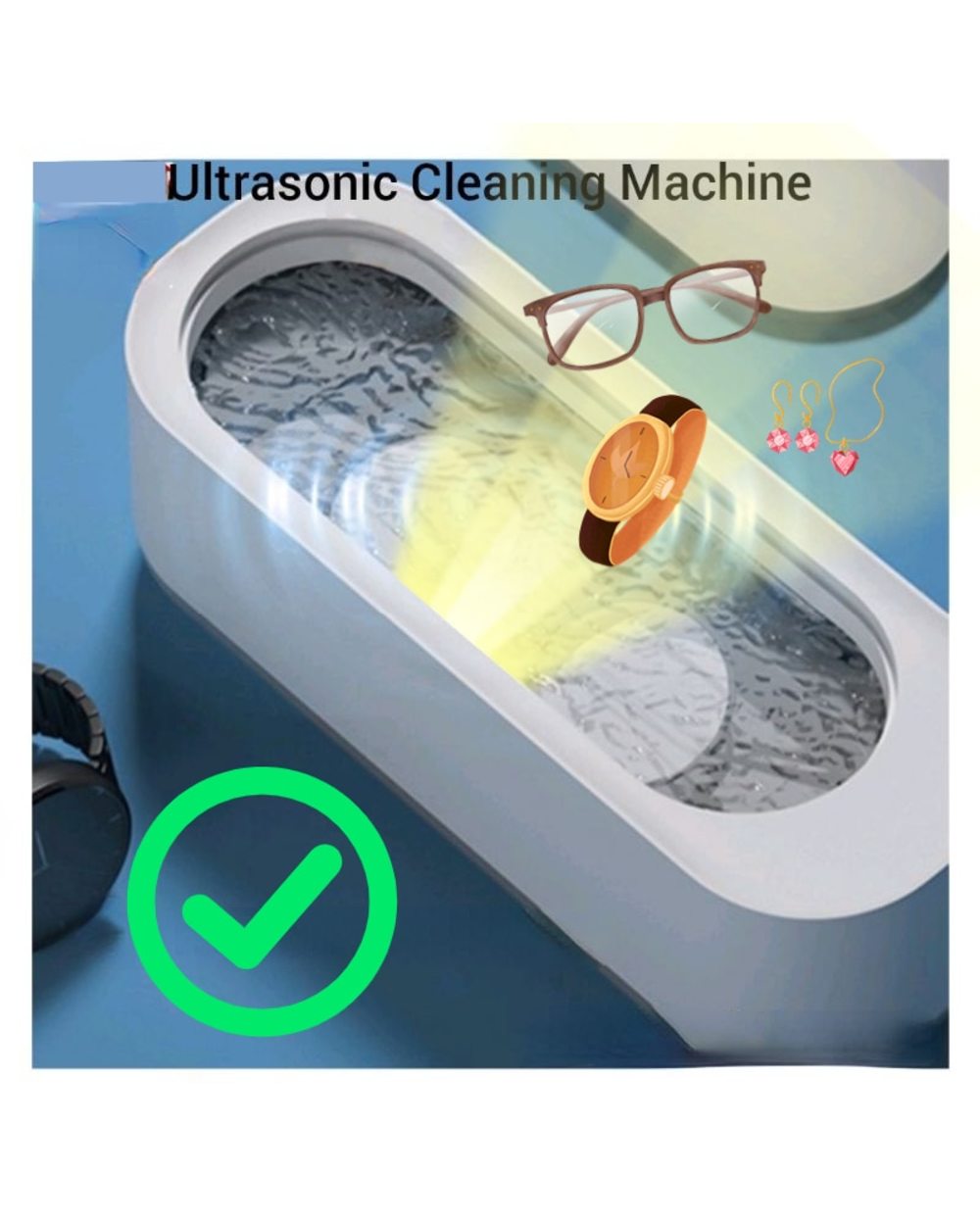 Mini Ultrasonic Cleaning Machine High Frequency Vibration Wash Cleaner Washing Jewelry Glasses Watch Ring Dentures Clea front-0