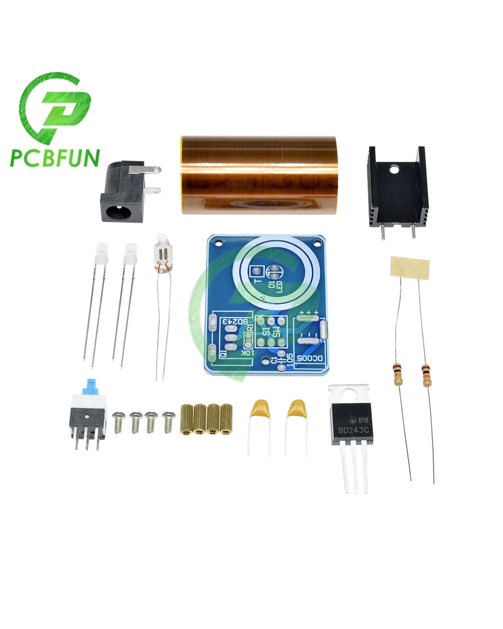 12V Bd243 Mini Tesla Coil Kit Magic Props Diy Parts Empty Lights Technology Diy Electronics Bd243c Wirelessly Transmit front-5