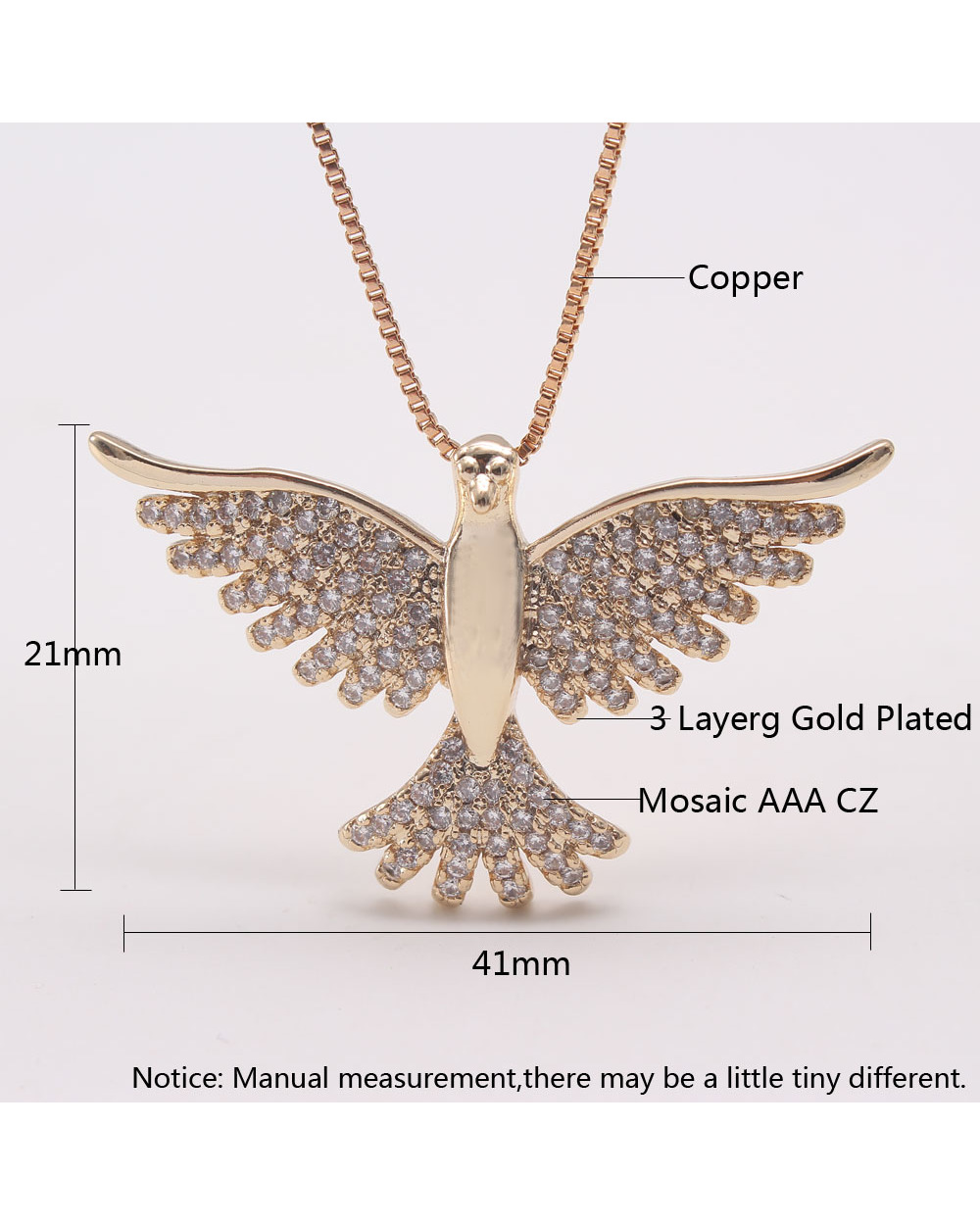 MHS.SUN New eagle design zircon pendant necklace for women jewelry luxury gold silver color necklace front-4