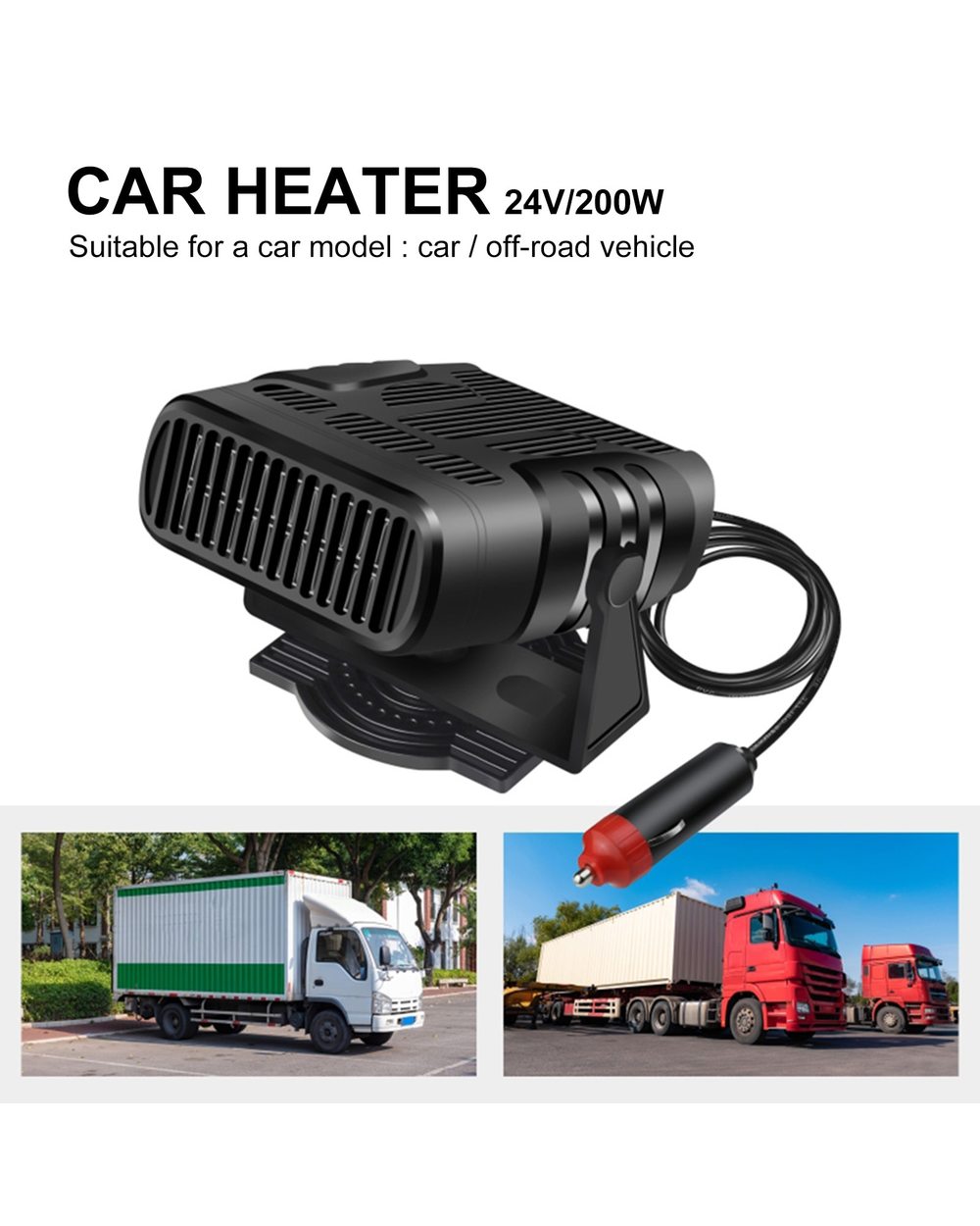Car Heater 12V/24V 120W 200W Portable Auto Heater 2 In 1 Electric Cooling Heating Fan Auto Windshield Defroster Demiste front-4