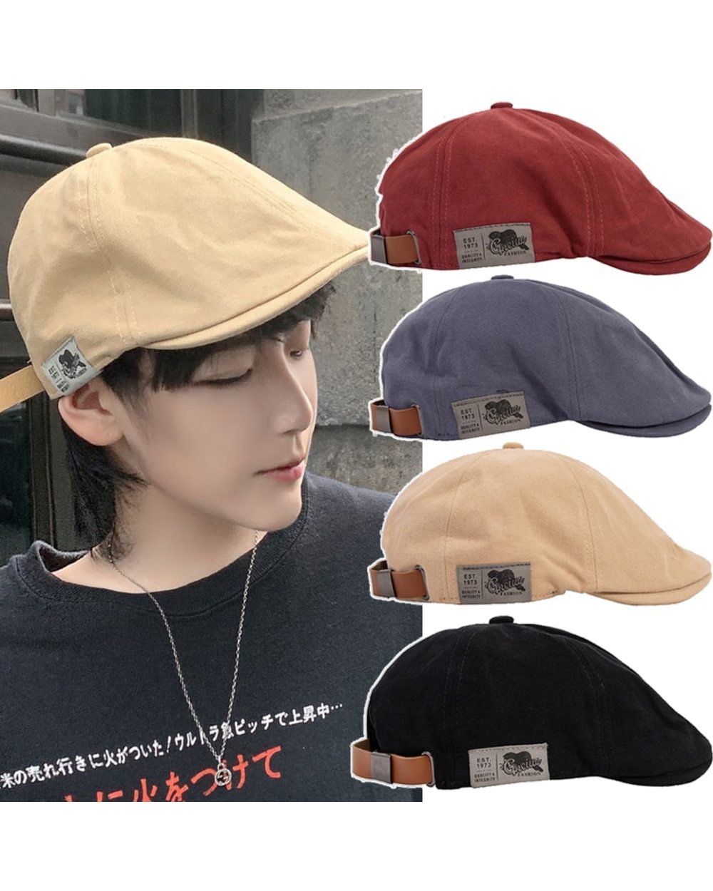 New Brand Cotton Beret Octagonal Forward Peaked Cap Autumn Winter Berets Hats British Painter Hat Military Beret Women front-4