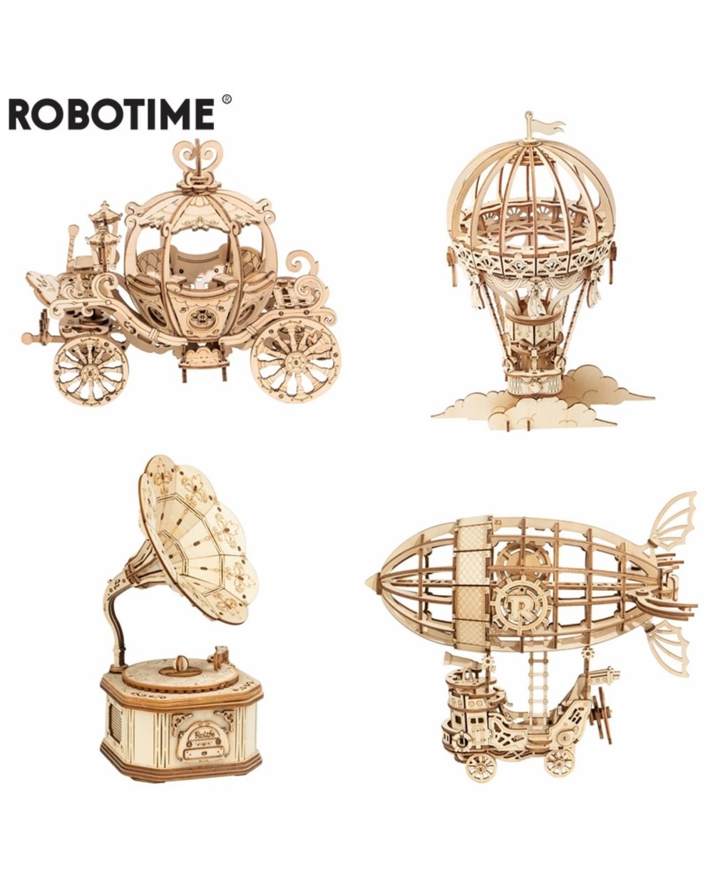 New Arrival DIY 3D Gramophone Box Pumpkin Cart Wooden Puzzle Game Assembly Popular Toy Gift for Children Adult TG408 front-0