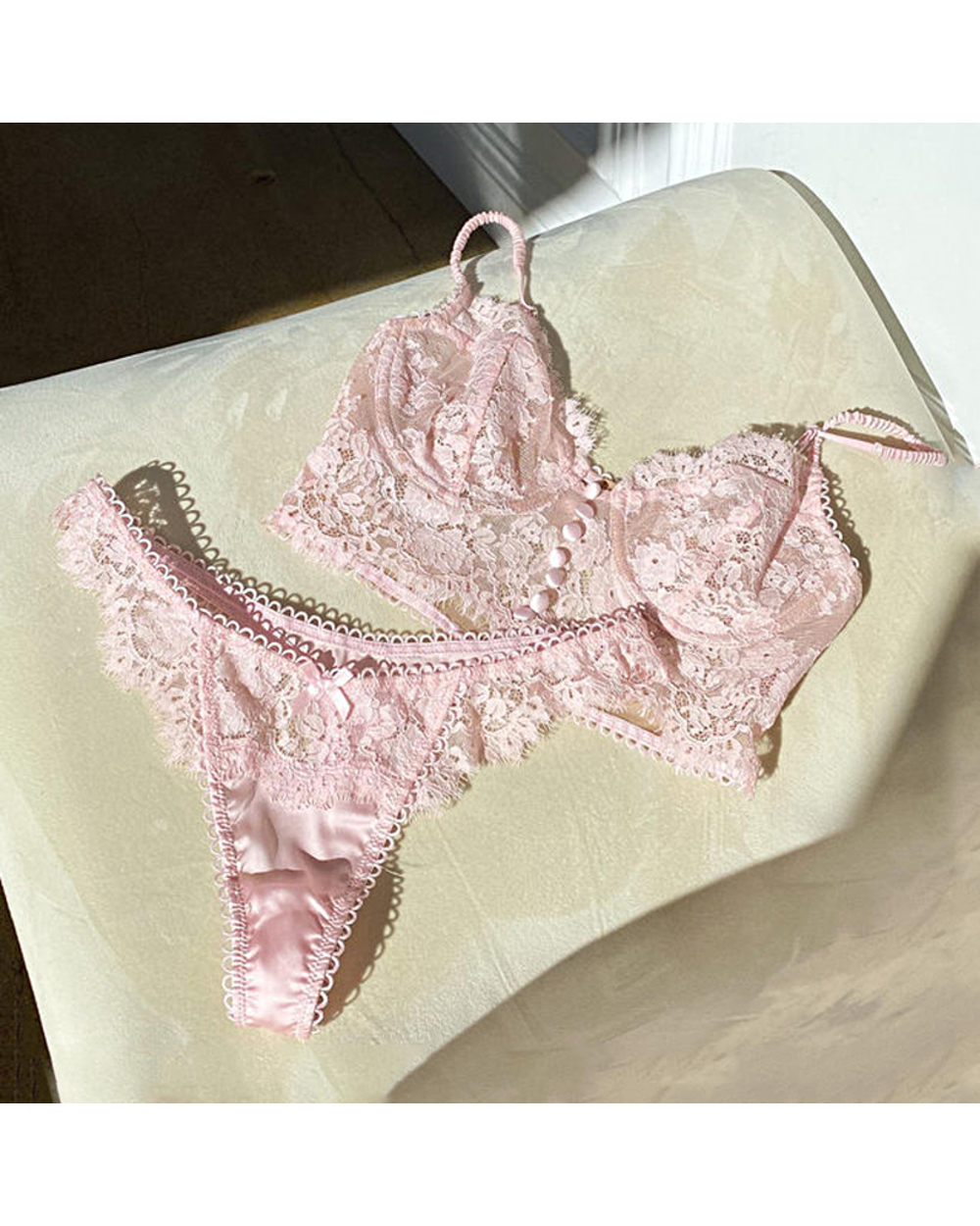 Eyelash lace Brassiere Lingerie Set front-4