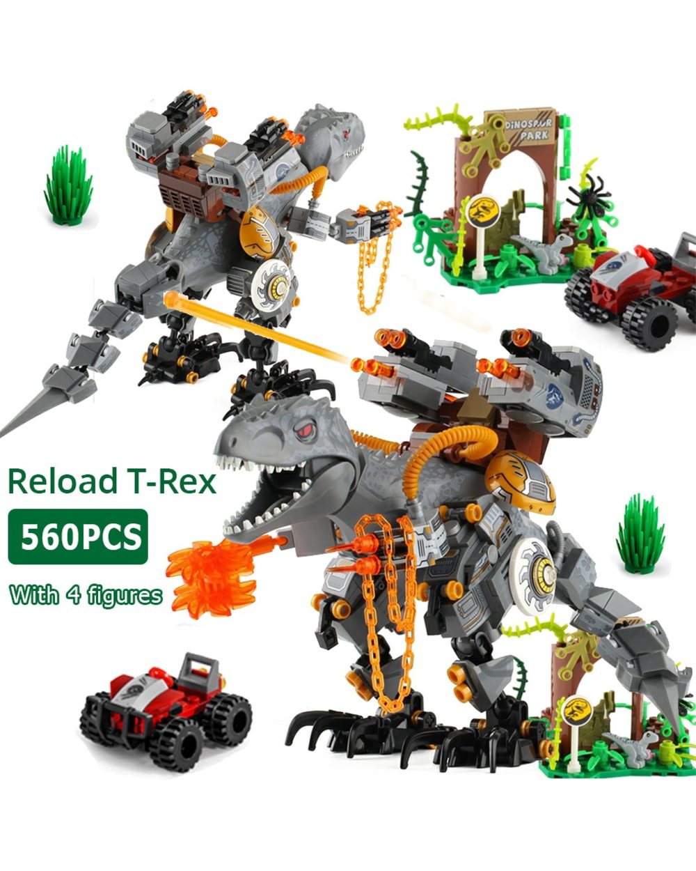 Jurassic Reload Tyrannosaurus Rex Building Blocks Dinosaur World with Figures Animal Park Bricks Toys For Children Gift front-2