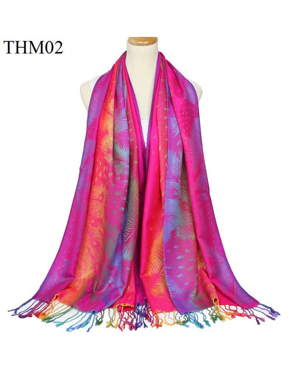 Colorful Flowers Jacquard Winter Cotton Scarf Lady Design Warm Wrap Pashmina Scarves Women Shawl Female Bohemia Foulard front-1