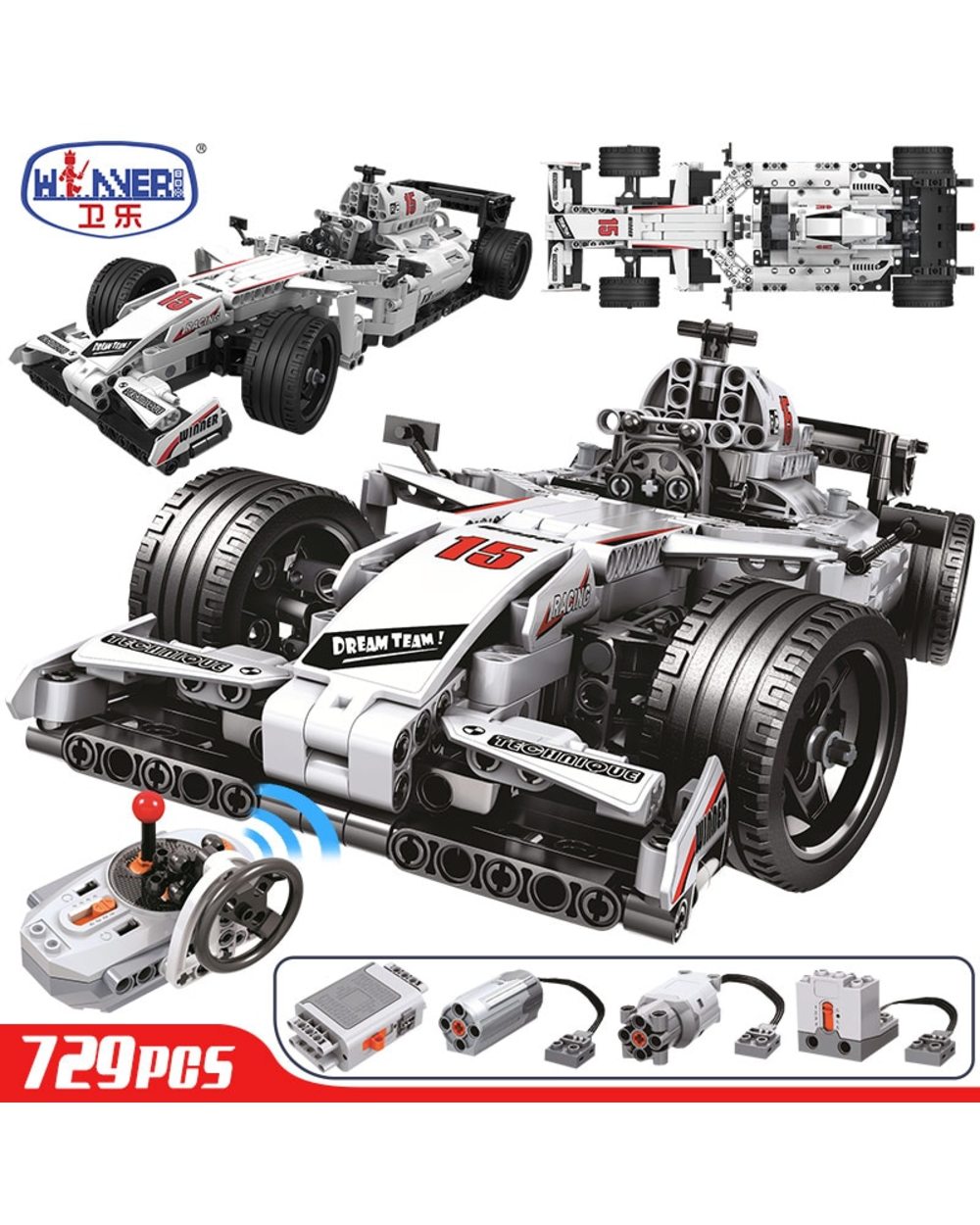 729pcs Technical City Racing Car Remote Control RC Car Electric truck Building Blocks bricks Toys For Children Gifts front-0