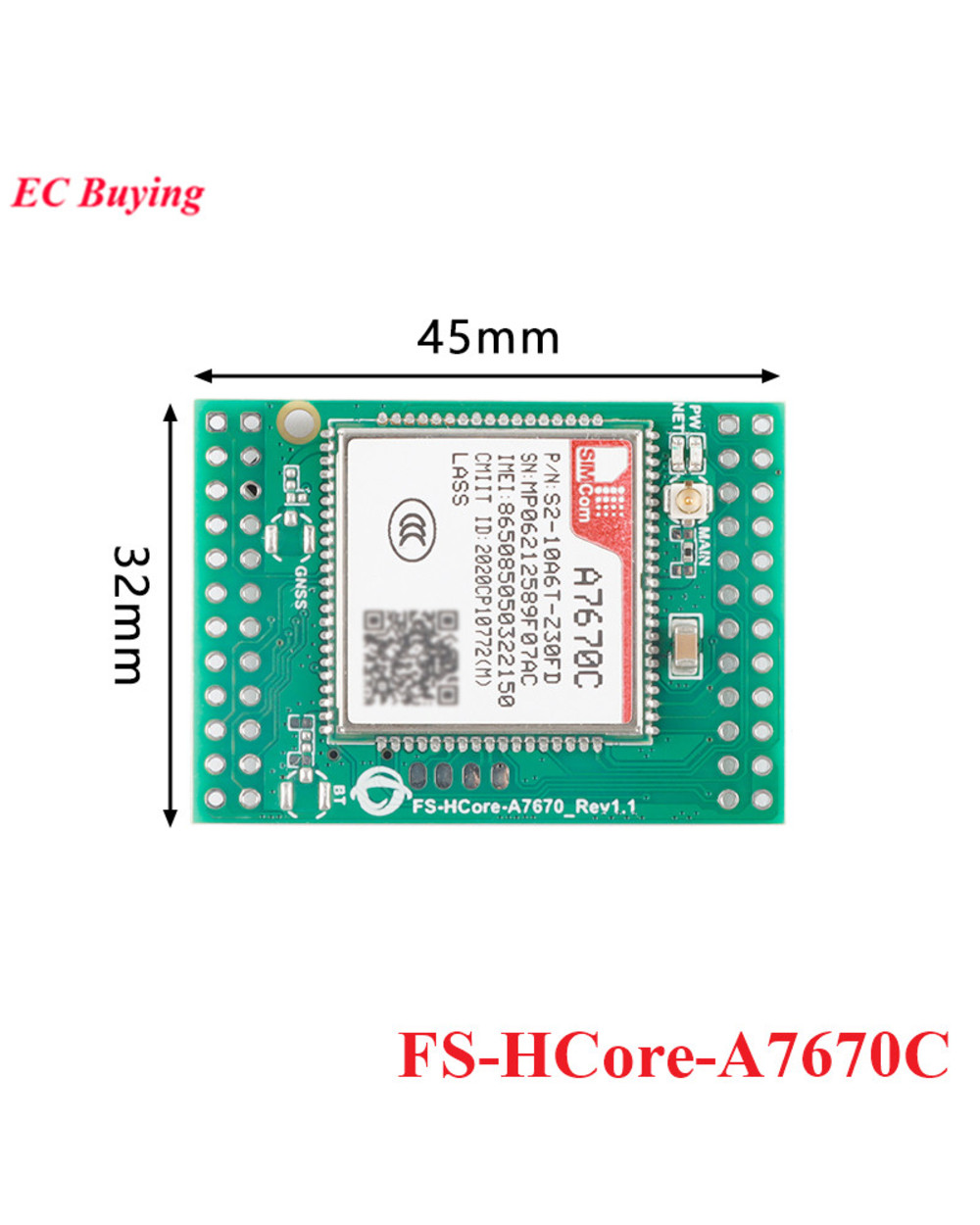 A7670c 4G Module Cat.1 Core Development Board Full Netcom With 2G Lte+Gsm Stm32 Soutines Fs-Mcore-A7670c Fs-Hcore-A7670c front-4