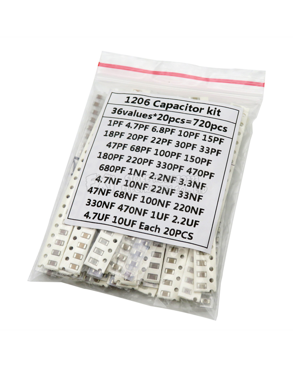 36Values 1Pf-10Uf Electronic Capacitor Set 1206 Smd Ceramic Capacitors Assortment Kit 22Pf 47Pf 22Nf 100Nf 2.2Uf 4.7Uf front-0