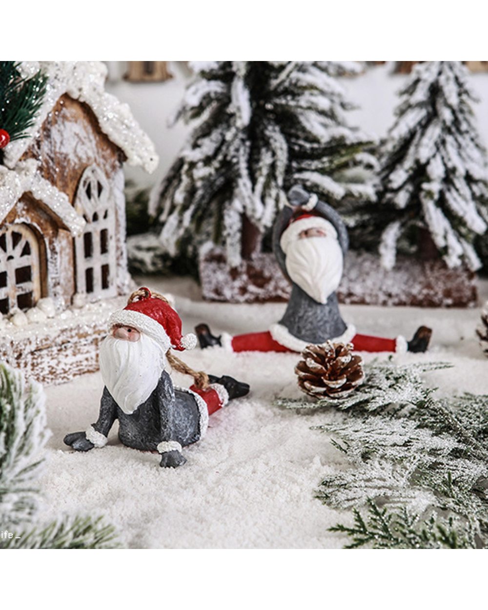 Santa Claus Resin Decoration Cute Yoga Santa Family Room Santa Decorative Christmas Gift Desktop Fireplace Ornaments front-5