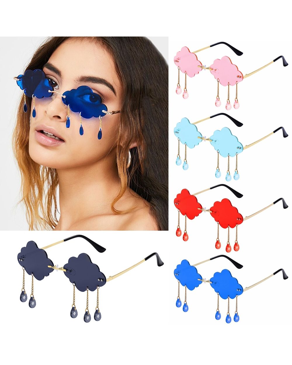 Trendy Sunglasses Fashion Rimless Sun Glasses Clouds Shaped Eyeglasses front-4