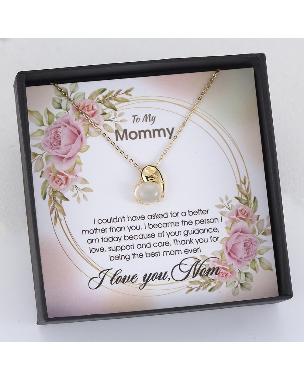 Love Heart Necklace To My Mom Necklace Birthday Valentines Gift to Mother front-1