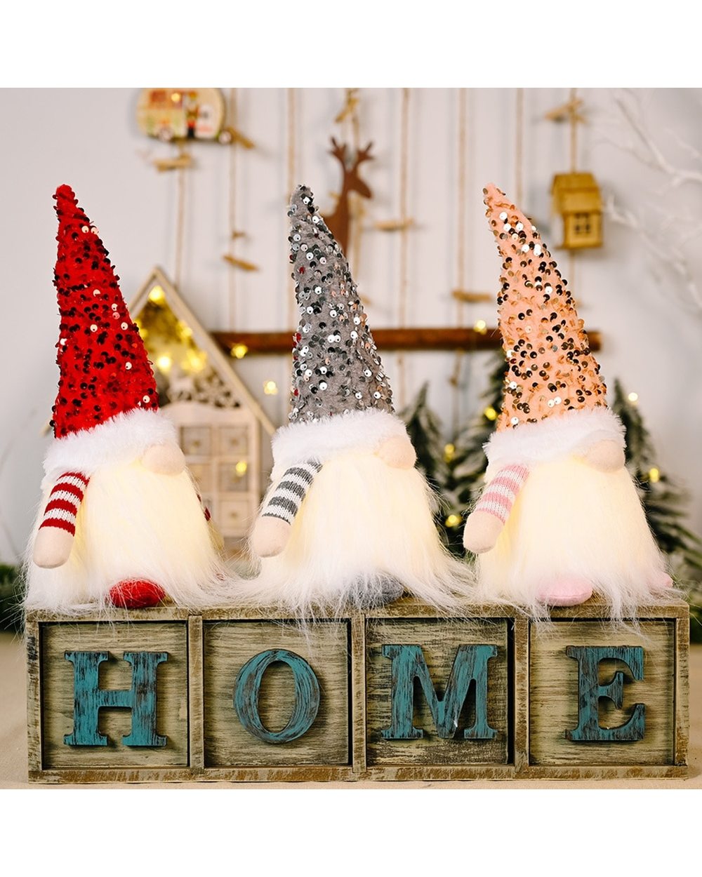 Glowing Plush Doll Lamp Luminous Christmas Gnome Nisse Tomte Elf Tonttu Plush Doll Decoration Ornaments Xmas New Year front-3