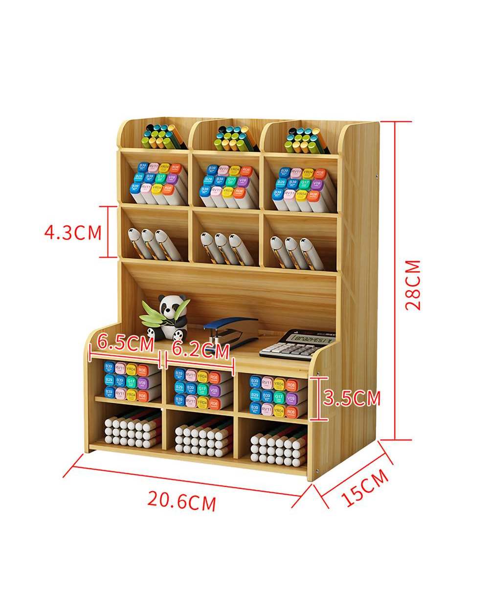 2021 Creative Multi-Function Wooden Desktop Pen Holder Office School Stationery Storage Stand Case Desk Pen Pencil Orga front-4