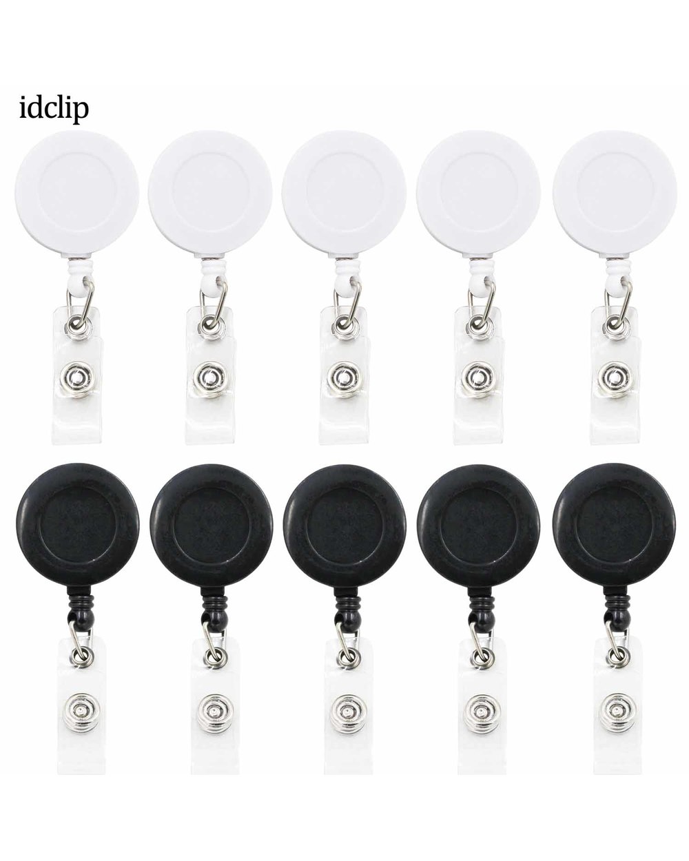 Idclip 10 Pieces Black White Retractable Badge Holder Id Badge Reel Clip On Card Holders With Alligator Clip front-0