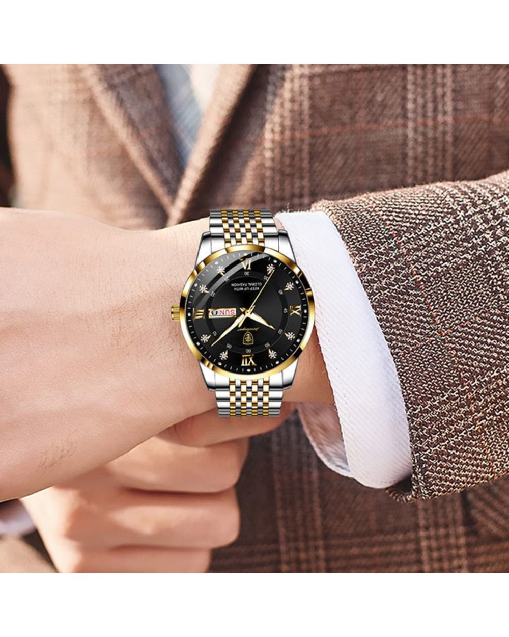 New Casual Sport Chronograph Men's Watches Stainless Steel front-5