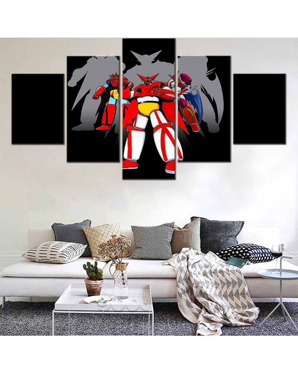 Japan Anime Cartoon Getter Robo Picture Print Anime 5 Panel Canvas Art Wall Decor front-1