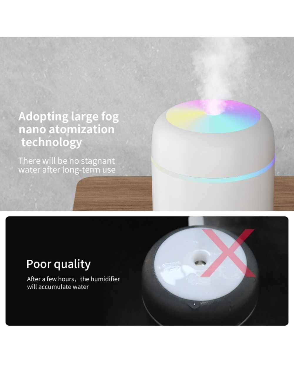 Colorful Air Humidifier Essential Oil Diffuser Sprayer Fogger Aromatherapy Aroma Diffuser Car Air Freshener Home Humidi front-3