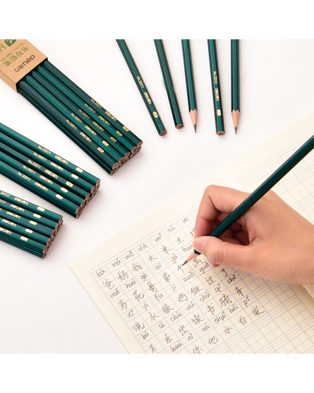 Deli 10Pc/Lot Wooden Lead Pencil 2B/Hb/2H Lapices Drawing Pencils School Student Pens Art Stationery Supplies With Shar front-1