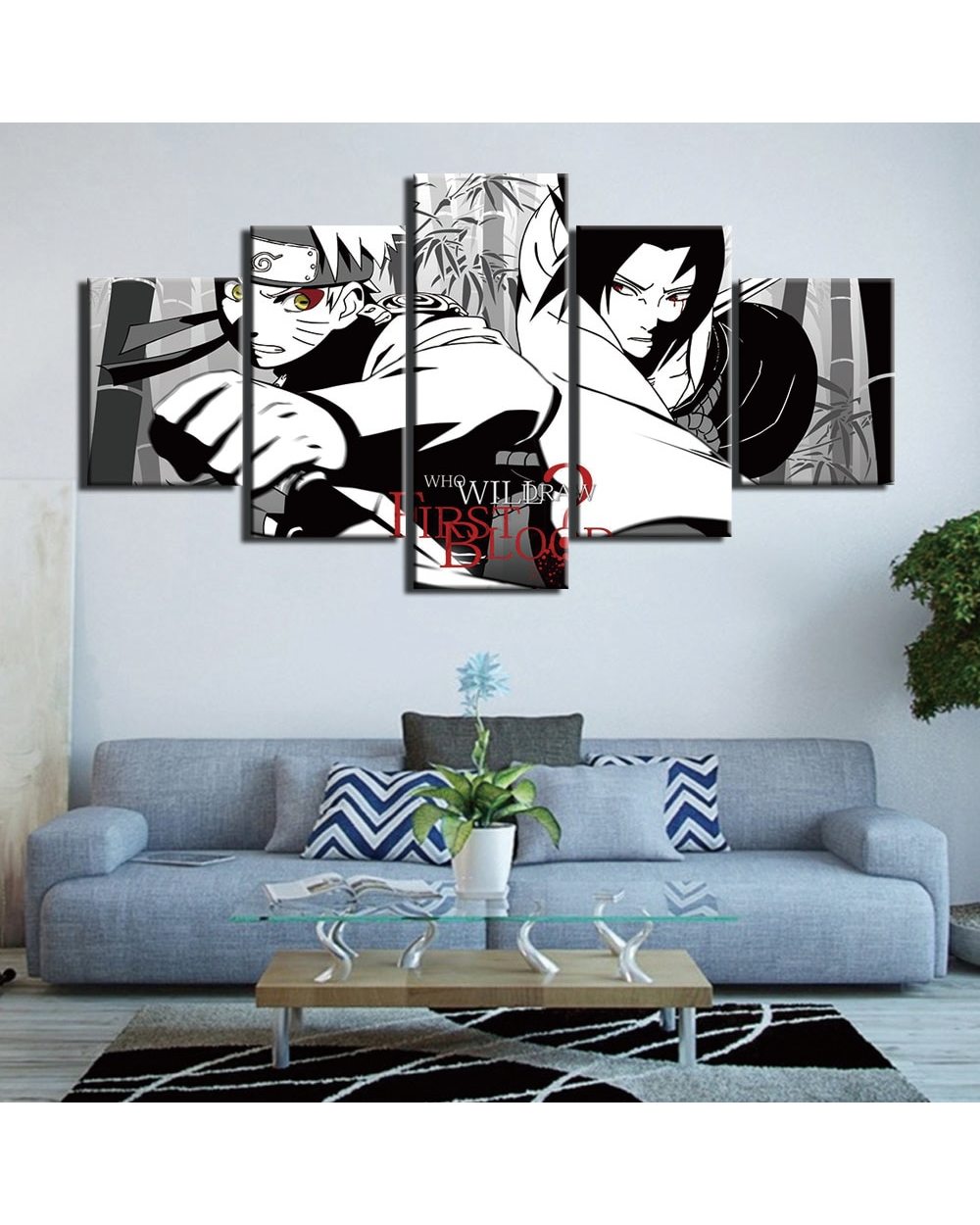 Comic and Anime Character Picture Print Anime 5 Panel Canvas Art Wall Decor front-1
