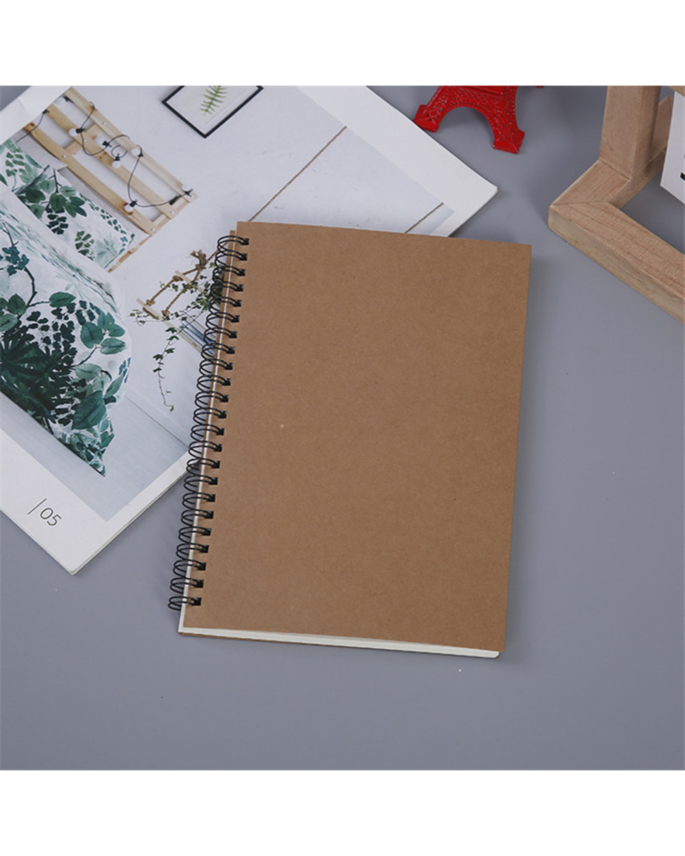 Kraft Paper A5 Spiral Notebook Office School Supplies Drawing Sketch Notebooks Blank Dotted Line Grid Page Planner Diar front-2