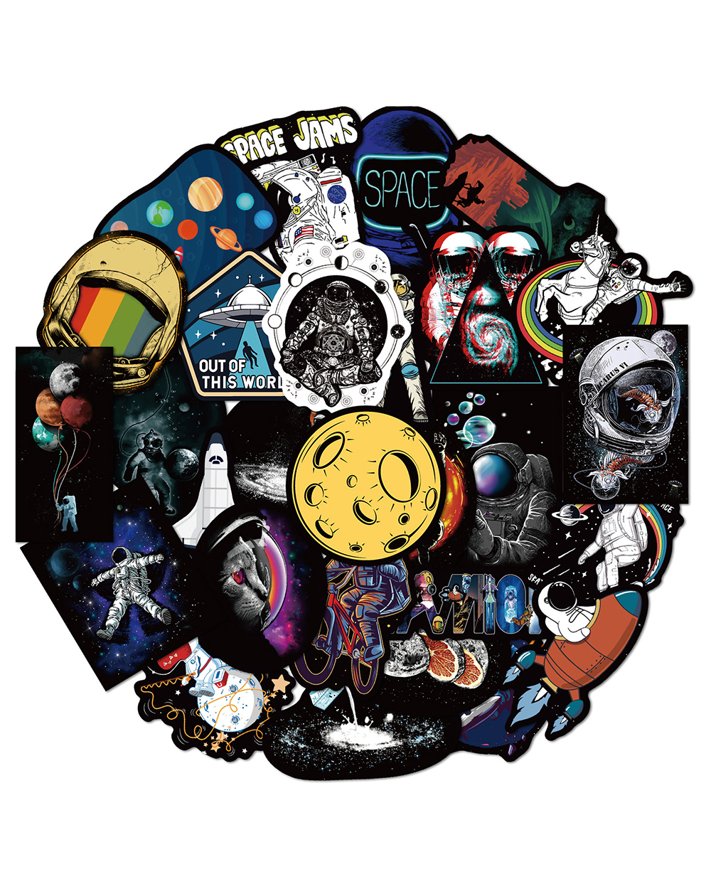 10/30/50PCS Outer Space Astronaut Graffiti Stickers Cartoon DIY Skateboard Fridge Motorcycle Luggage PVC Waterproof front-2