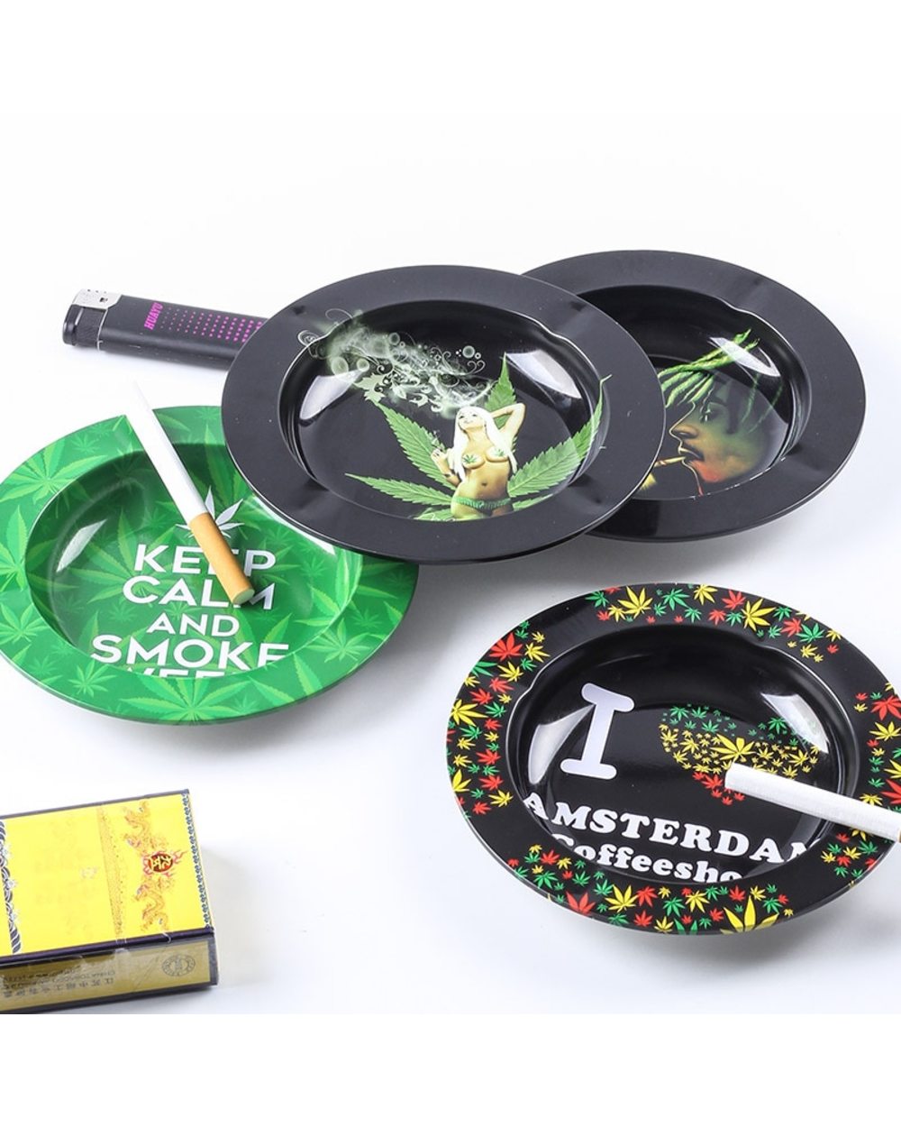Metal Tobacco Herb Rolling Tray Cigarette Paper Rolling Tray Plate Cigarette Ashtray Discs for Smoke Cigarette Ash Trays front-4