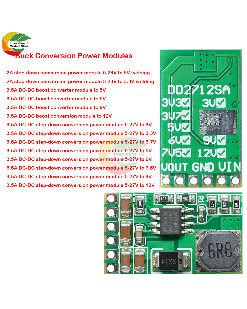 3.5A Dc-Dc Converter Module Buck Step-Down Regulator Board 4.5V-27V To 3V 3.3V 3.7V 5V 6V 7.5 9V 12V Step-Down Converte front-0