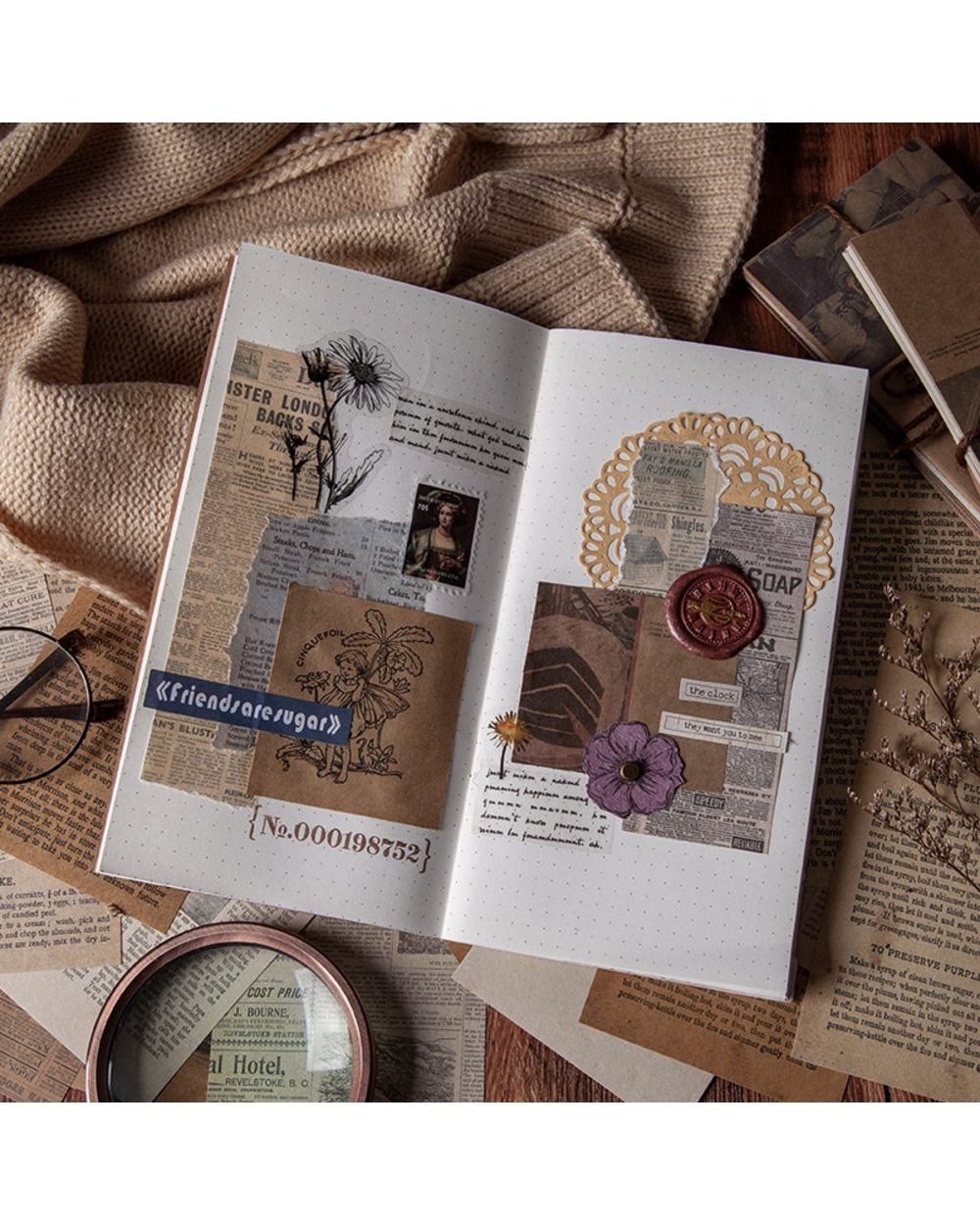 Yvaines 60 Sheet Aesthetic Antique Bookstore Series Vintage Newspaper Material Paper For Bullet Journaling Scrapbooking front-3