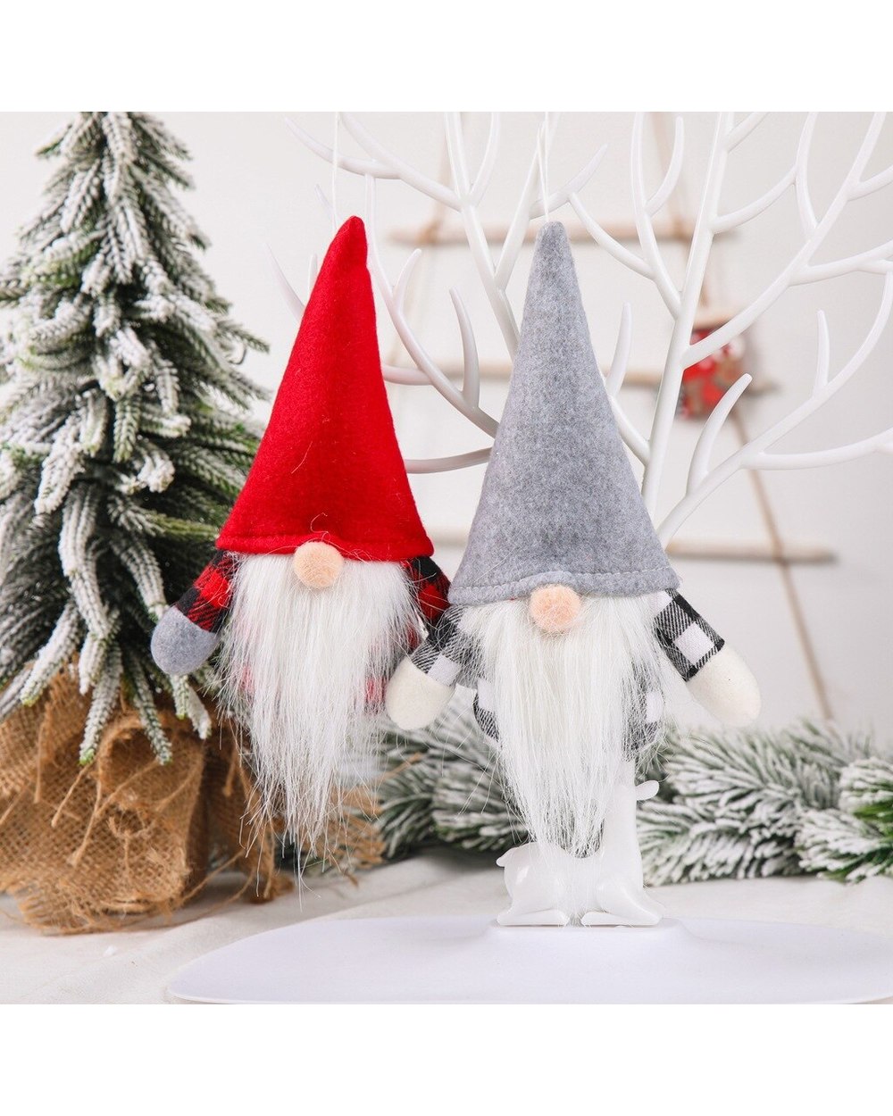 Christmas Nordic Style Lattice Faceless Gnome Santa Tulip Rudolph Doll Decoration For Home Gifts Ornaments Party Supplie front-1