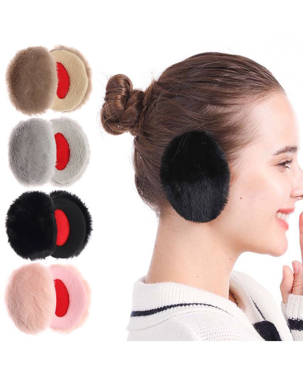 1Pair Bandless Ear Muffs Winter Thick Warm Fleece Ear Muffs Ear Covers Women Men Outdoor Cold Weather Windproof Ear War front-0