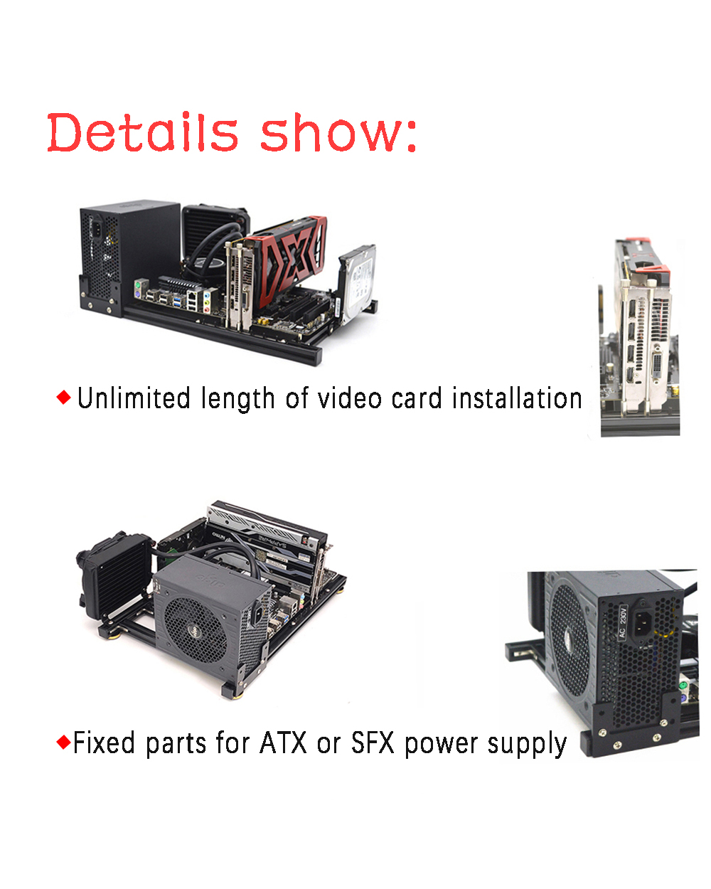 Itx Matx Atx Eatx Pc Test Bench Computer Open Frame Overclock Air Case Mini Aluminum Htpc Support Graphics Card front-2