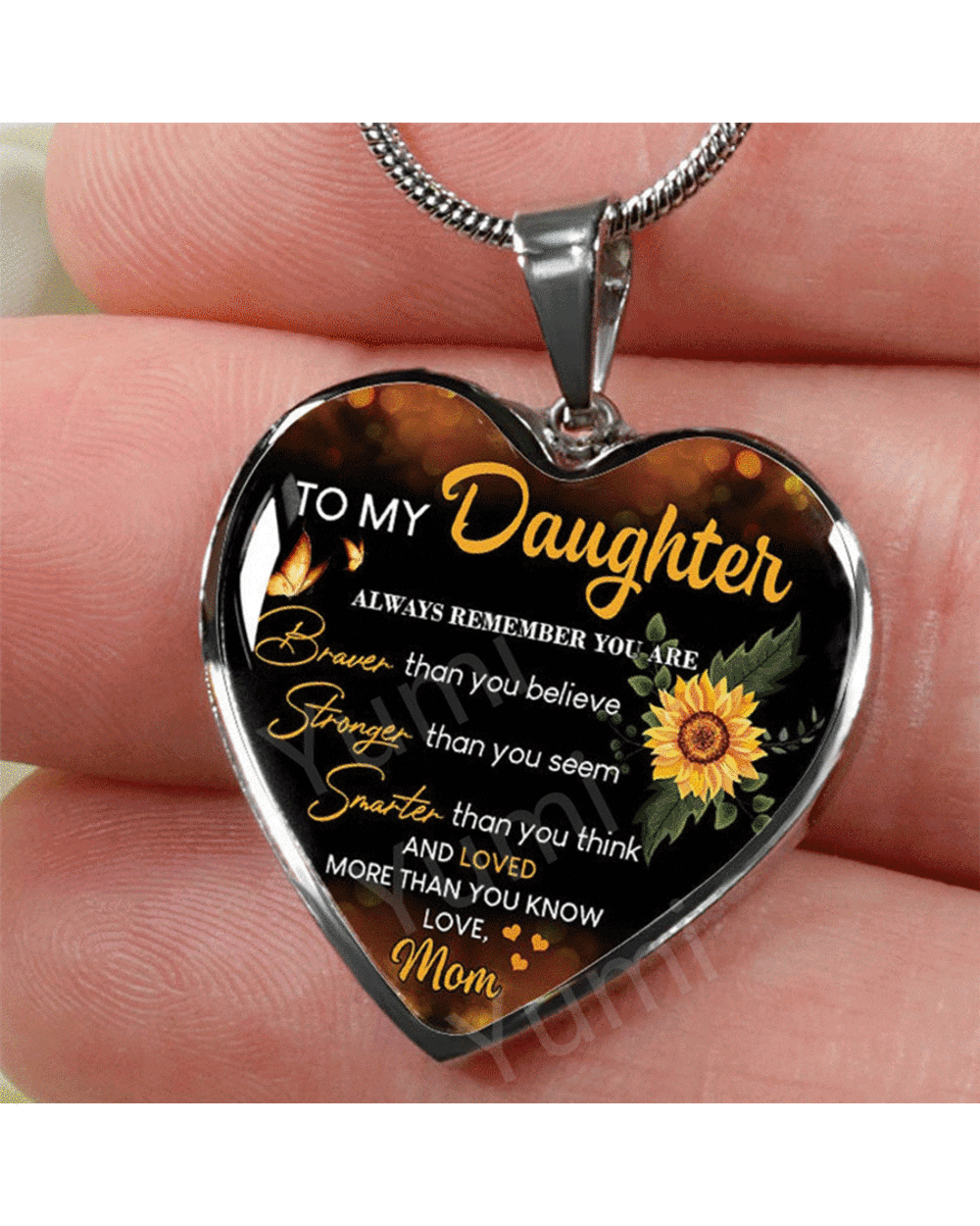 To My Daughter Exquisite Heart Pendant Necklace To Daughter From Mom front-0
