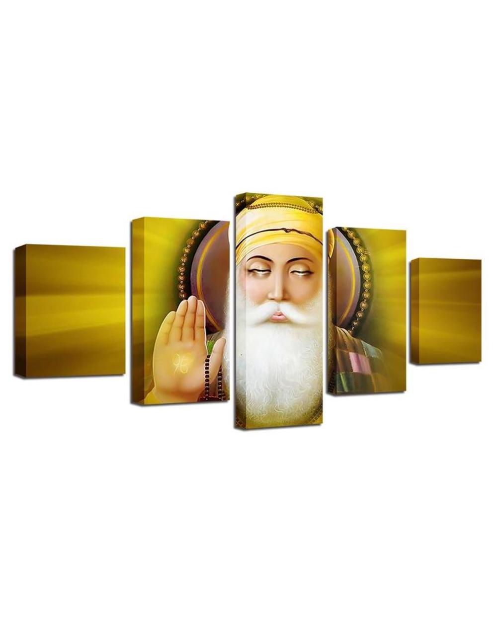 Guru Nanak Picture Print Religion 5 Panel Canvas Art Wall Decor front-2