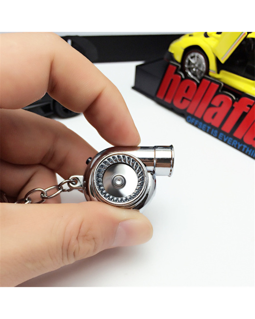 Led Mini Turbo Chargeable Keychain Spinning Turbine Sound Key Holder Key Fob Keyring Mens Gift Car Interior Accries Gif front-2