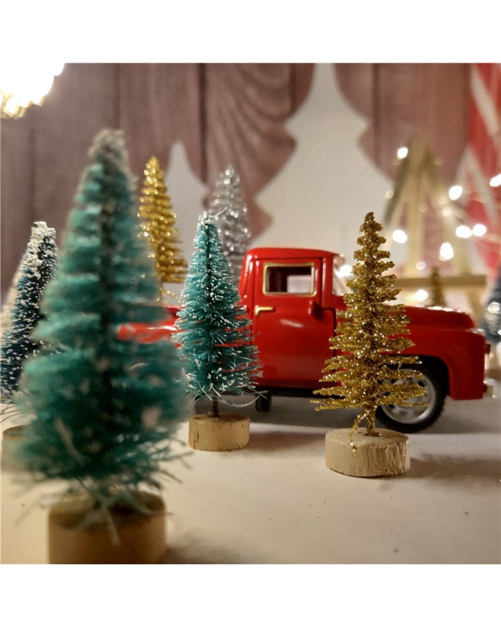 1pcs Red Metal Vintage Truck Christmas Gift for Kids Christmas Tree Ornaments Home Decoration 2022 Navidad New Year Gift front-2