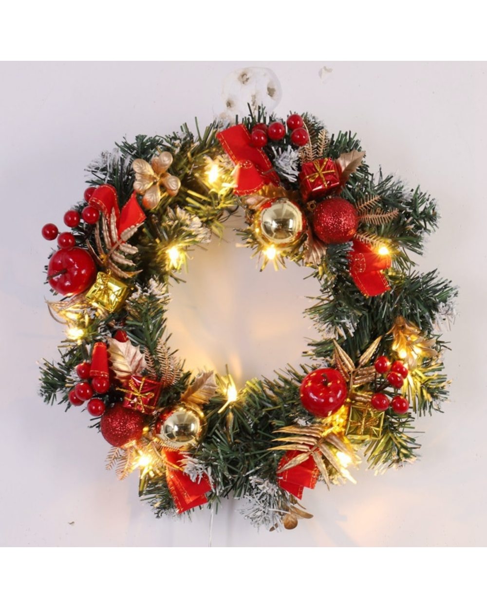 Merry Christmas Decorations For Home LED Glowing Garland Ornaments New Year Artificial Door Decor Hanging Wreath front-2