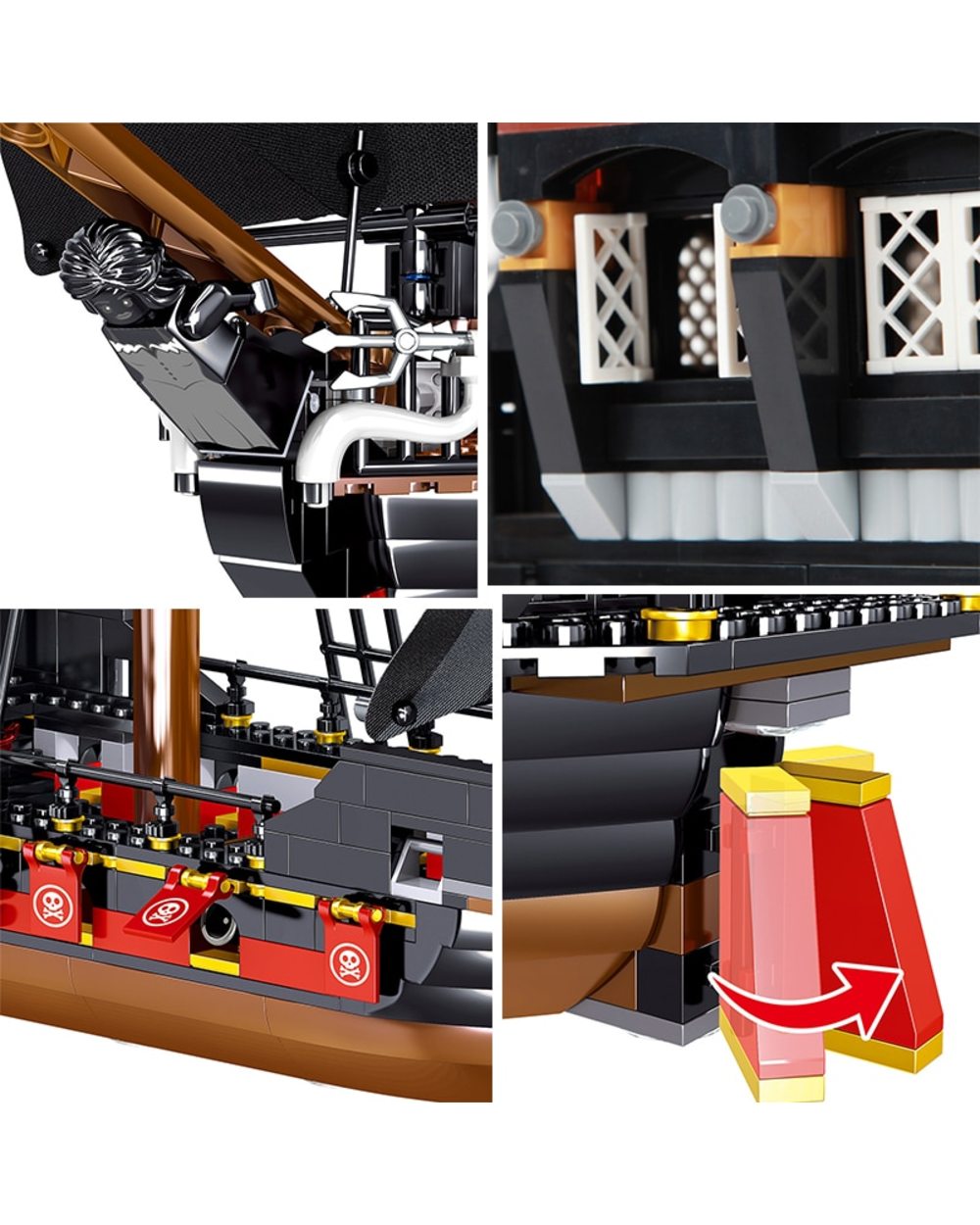Pirate Model MOC Bricks The Eternity Pirates Ships Building Blocks Ideas Series Boat Bricks Boys Birthday Gifts front-4