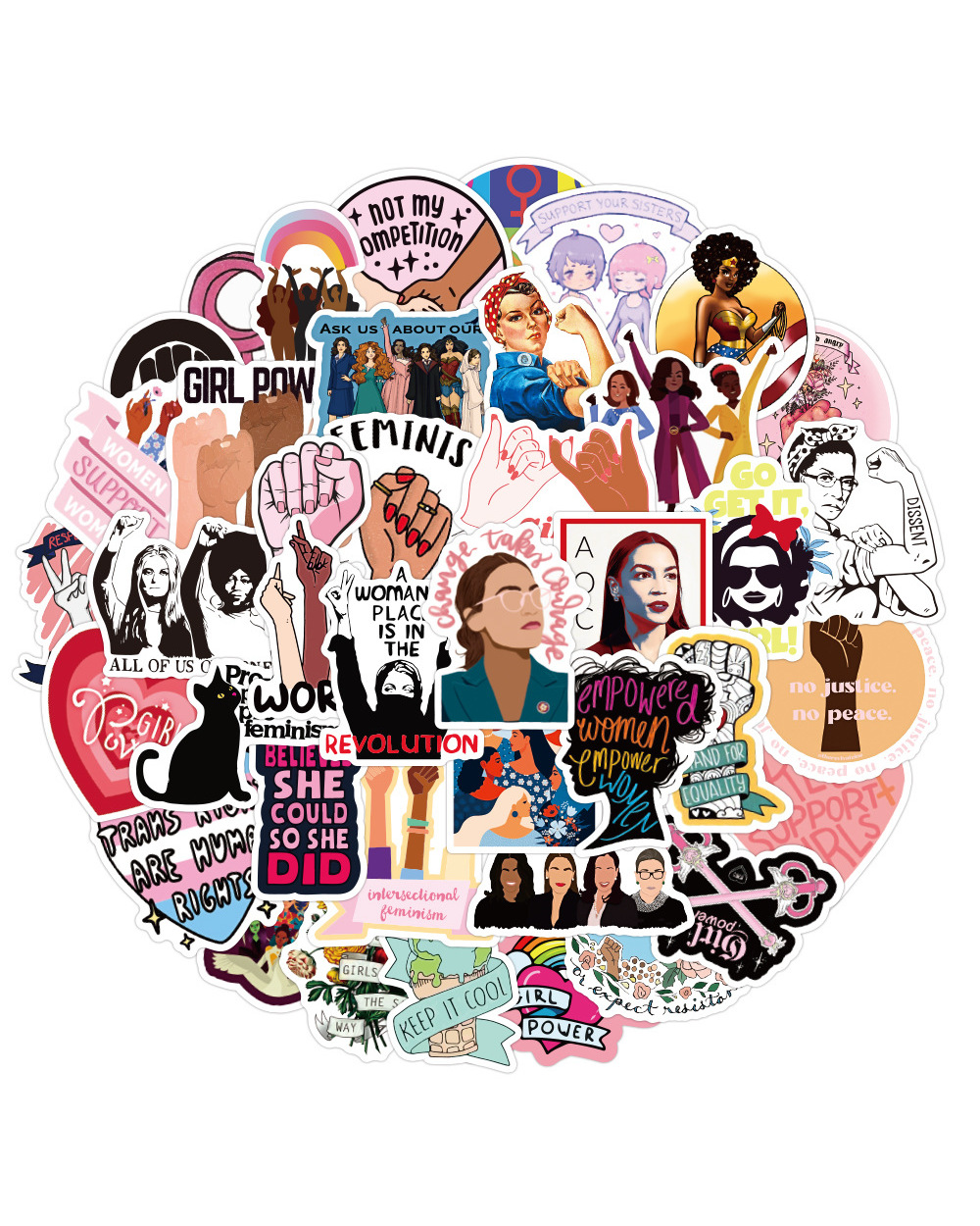 10/30/50PCS Cool Feminist Supporting Women Cartoon Graffiti Stickers Fridge Guitar Laptop Motorcycle Travel Waterproof front-0
