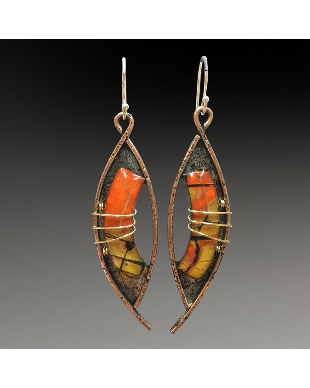 Stone Earrings Vintage Red Bronze Hollow Metal Bending Golden Lines Dangle Earrings For Women front-1