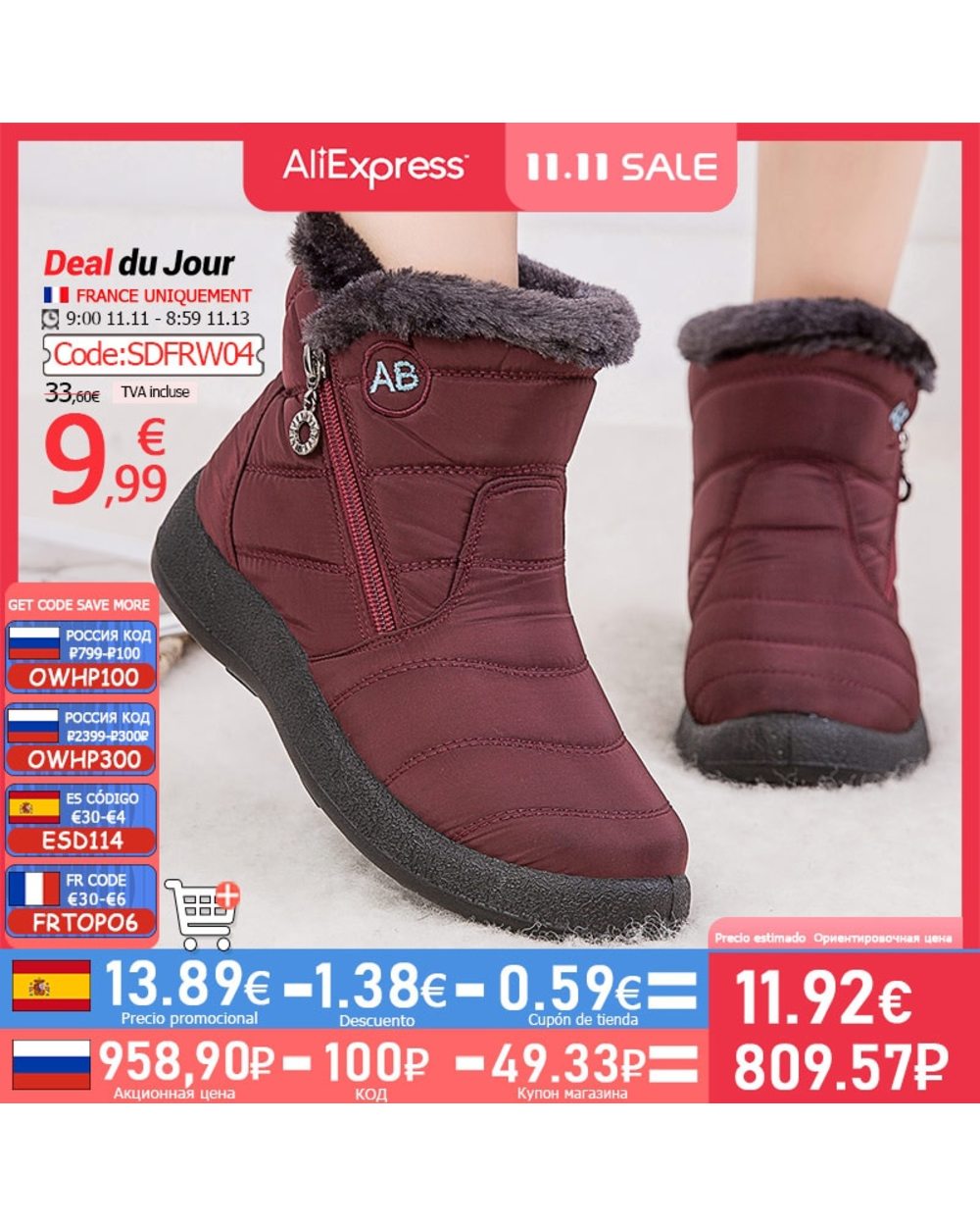 Women Boots 2021 Fashion Waterproof Snow Winter Shoes Women front-4