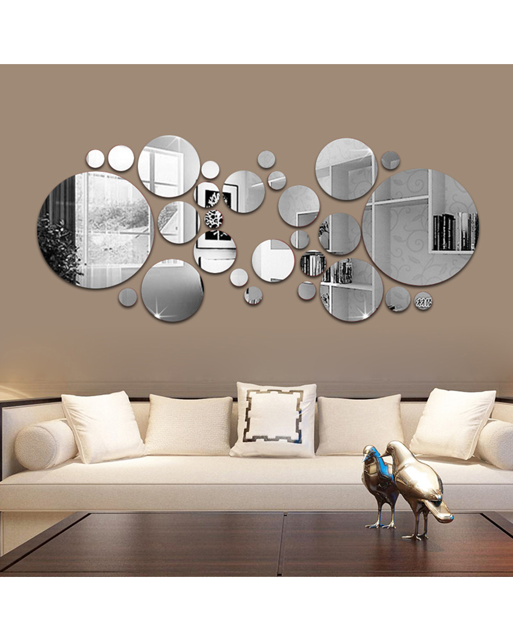26/24Pcs 3D Mirror Wall Sticker Round Mirror Diy Tv Background Room Stickers Wall Decor Bedroom Bathroom Home Decoratio front-0