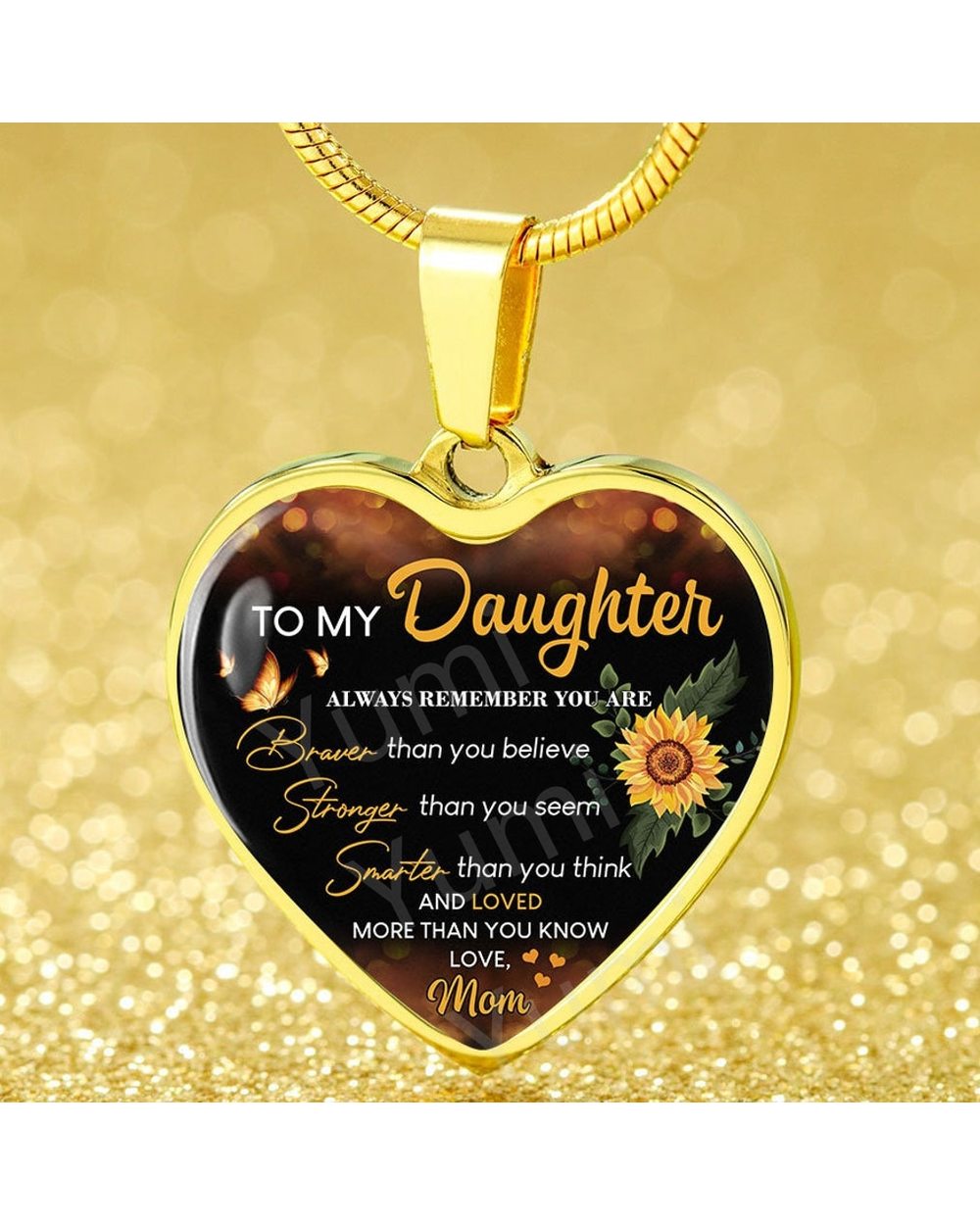 To My Daughter Exquisite Heart Pendant Necklace To Daughter From Mom front-2