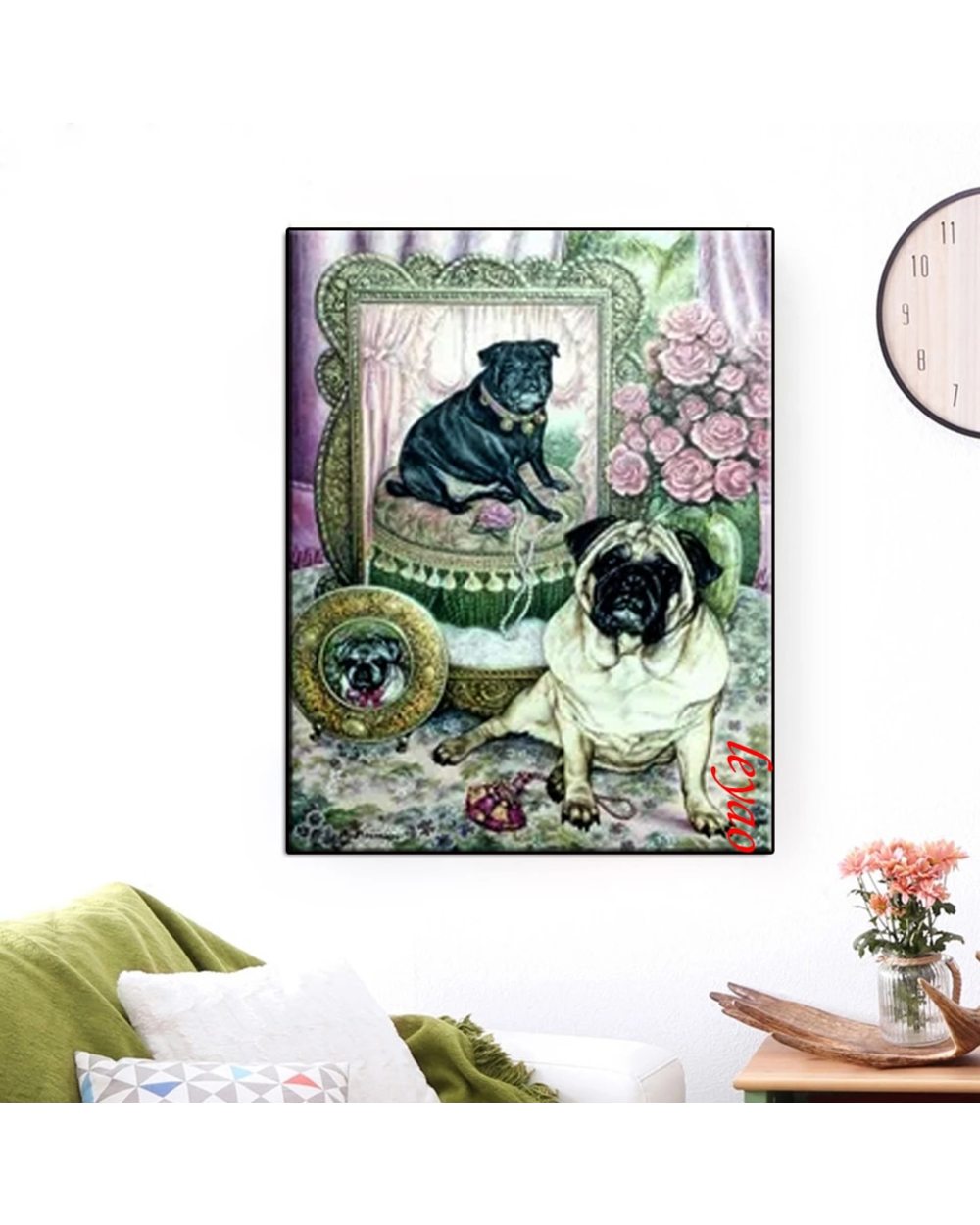 Painting Pugs in paintings Diamond Embroidery Cute Pug Picture of Rhinestone Mosaic Bead Work Home Decor front-1
