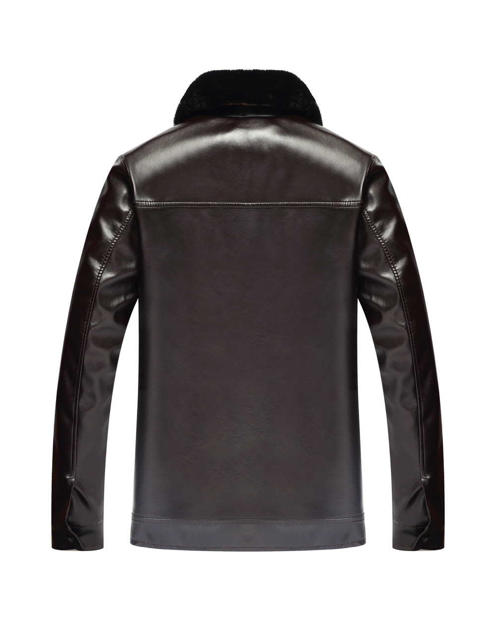 Winter Mens Thick Loose Black Jacket Faux Fur Collar Casual Pu Leather Jacket Plus Size Fluffy Coat Male Elderly Clothe front-2