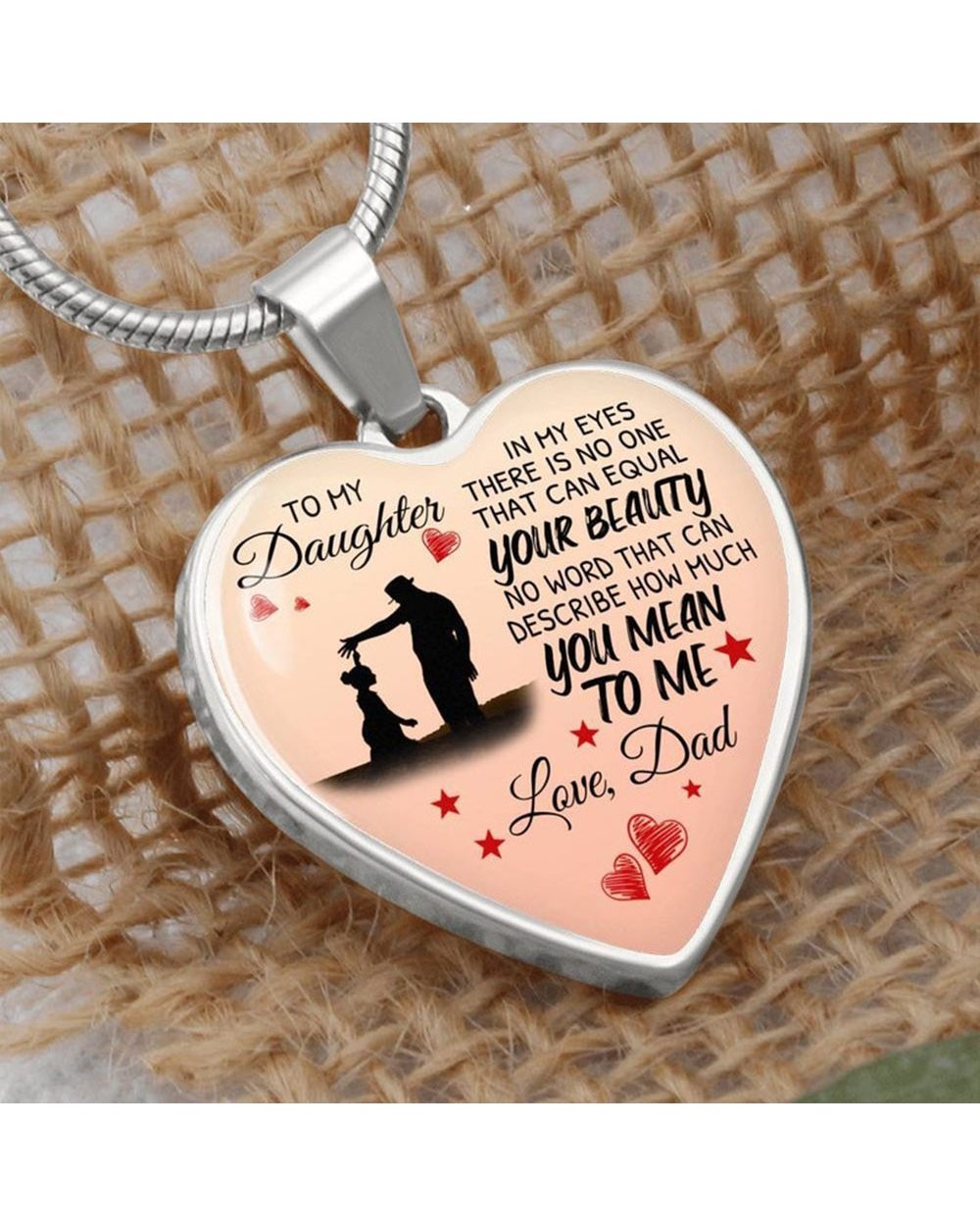 To My Daughter Love Dad Heart Necklace Jewelry Gift front-0