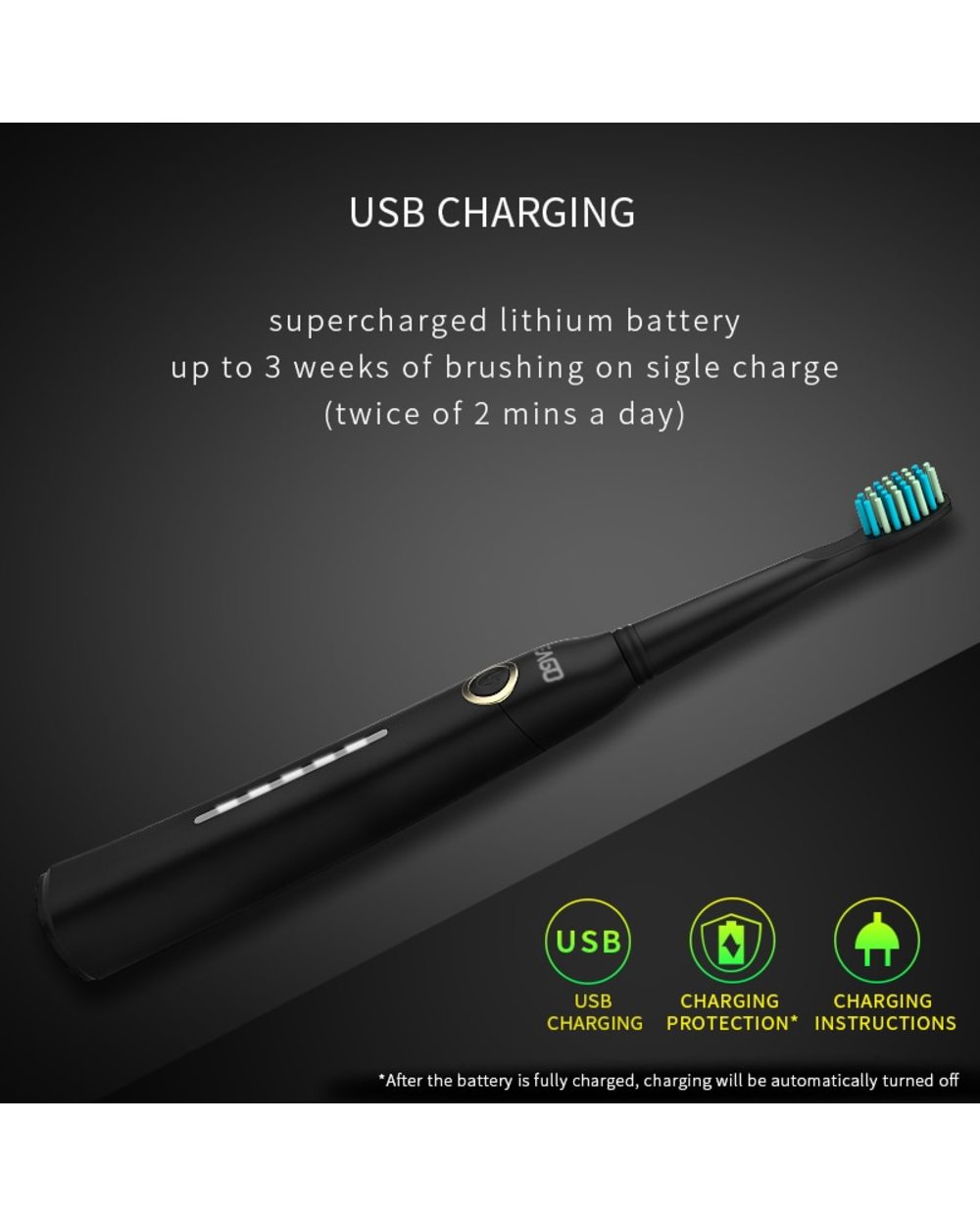 Seago Fast Rechargeable Sonic Toothbrush Electric Smart Automatic With Case Whitening Replacement Brush Head Adult Wate front-4