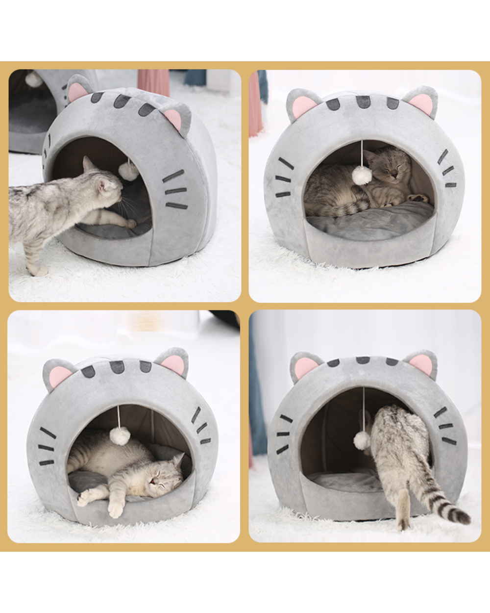 Pet Tent Cozy Cave Bed For Winter front-3